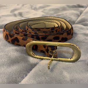 cheetah print belt with gold metal